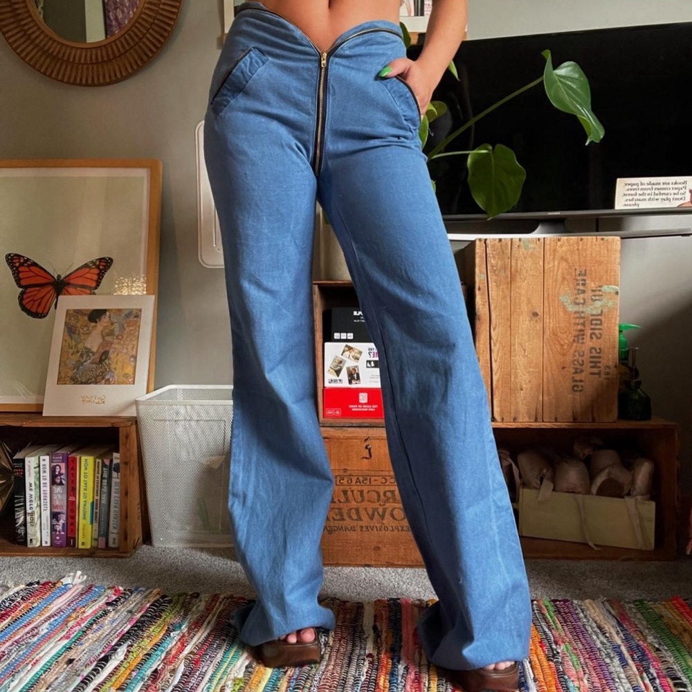 SOLD Rare Vintage Deadstock Viceroy 70’s Denim Bellbottoms Zipper Front